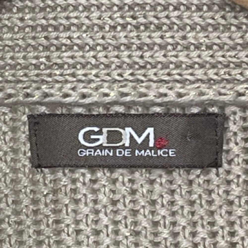 GRAIN DE MALICE (GDM) | Tan with Metallic Stitch Open Front Cardigan | Size M - Picture 8 of 12